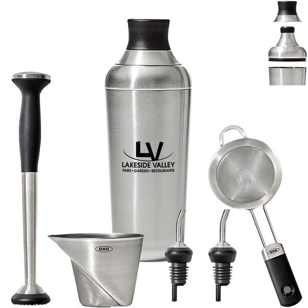 OXO Steel 4-Piece Cocktail Shaker & Strainer Set