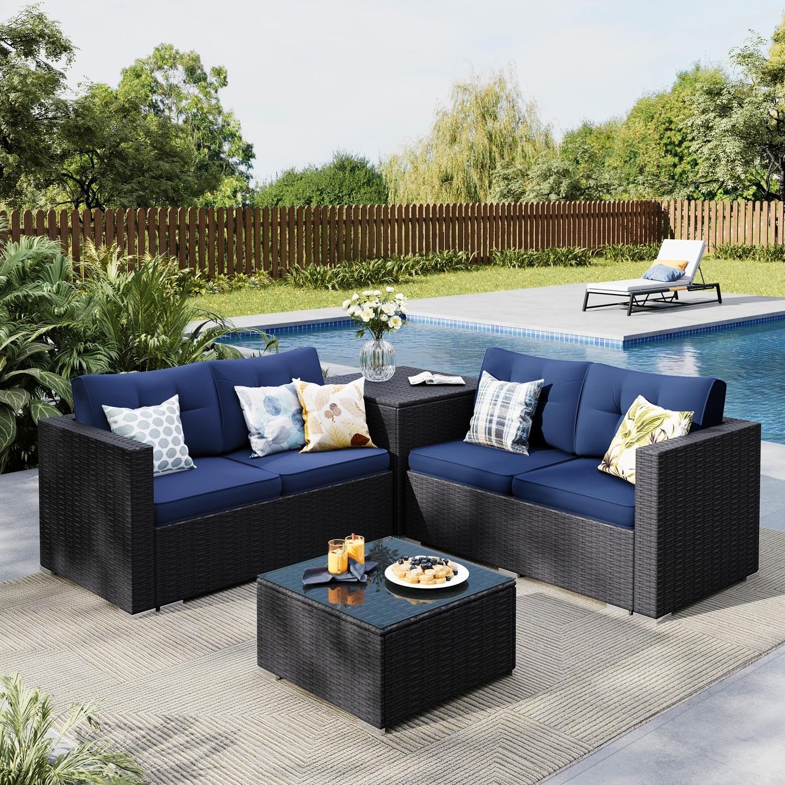 Patio Festival 6-Piece Outdoor Modular Wicker Sectional Sofa Set