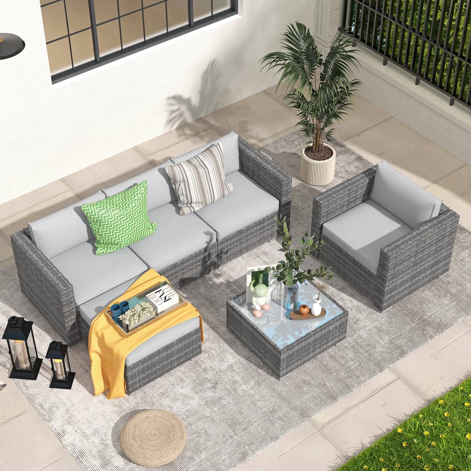 Patiorama 4-Piece Outdoor PE Wicker Sofa Furniture Set