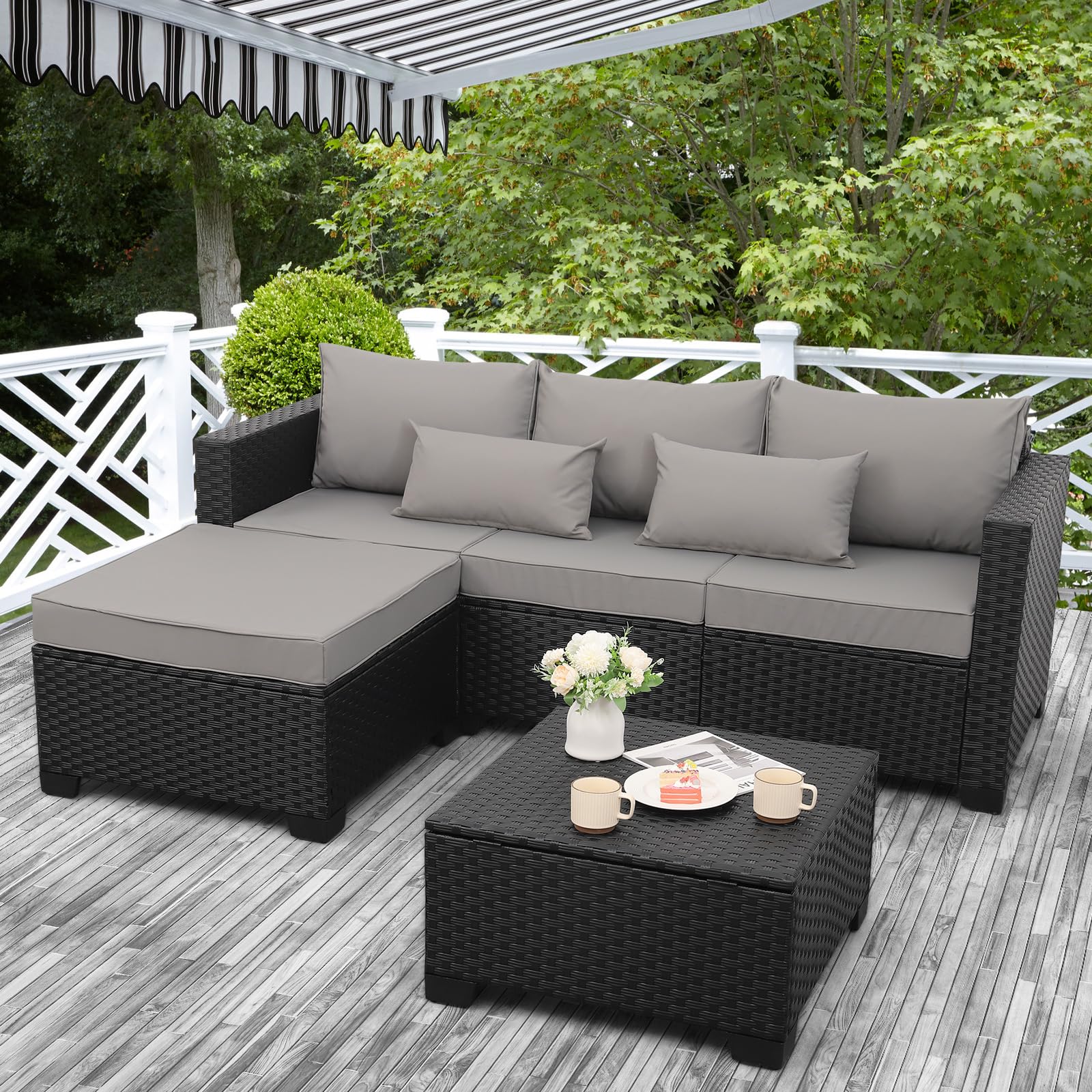 Patiorama 6-Piece Outdoor Sectional Sofa Set with Ottoman