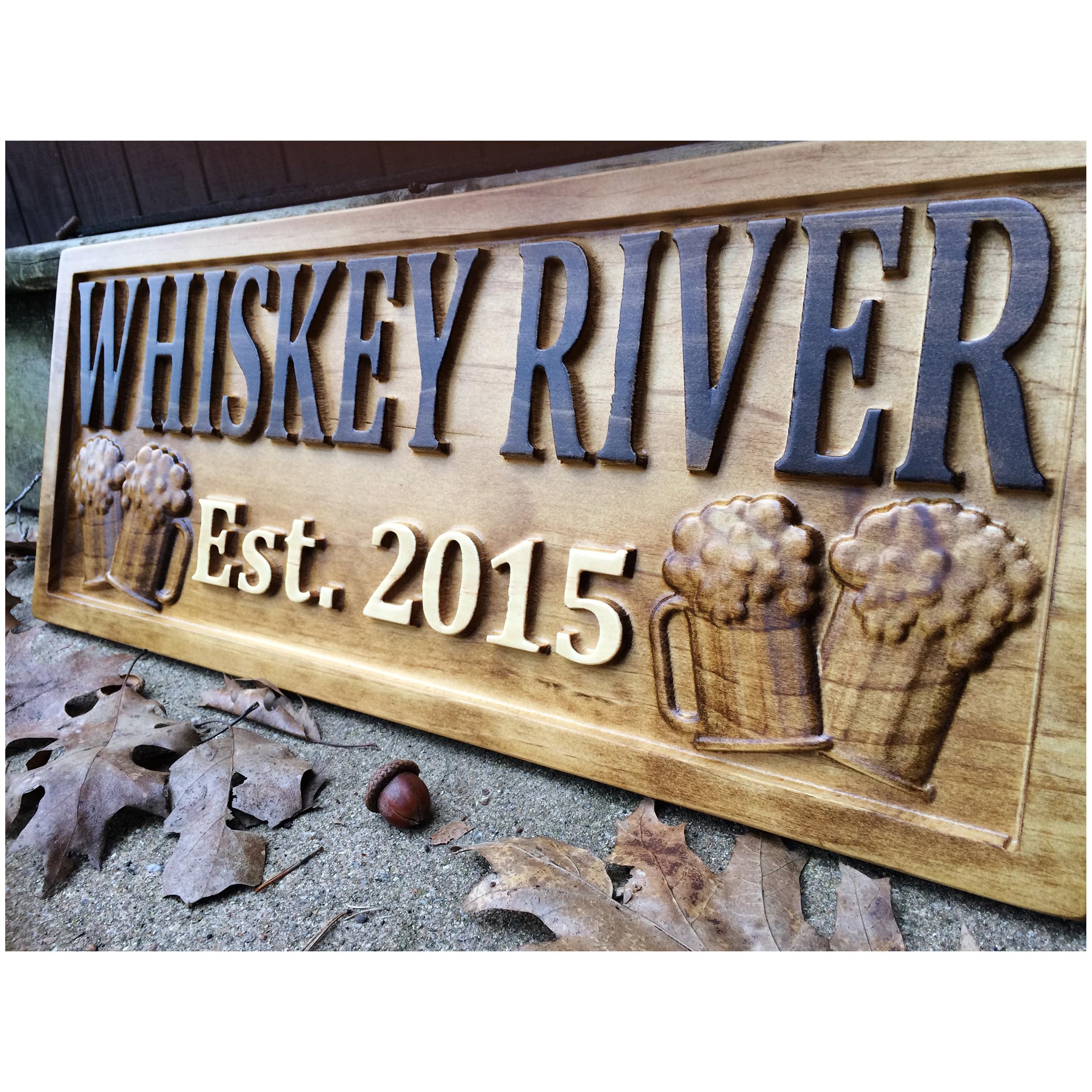 Personalized Planet Custom Bar Name Carved Wood Sign