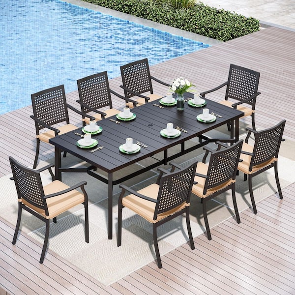 PHI VILLA 6-Piece Outdoor Aluminum Patio Dining Set with Cushions