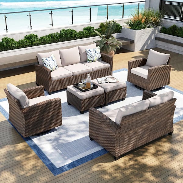 PHI VILLA 6-Piece Outdoor Patio Sectional Furniture Set
