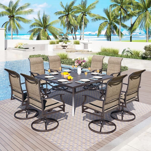 PHI VILLA High-Back Swivel Outdoor Patio Chair with Cushion