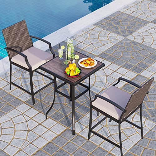 PHI VILLA Outdoor Wicker Bar Height Round Table