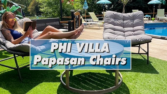 PHI VILLA Outdoor Wicker Hanging Egg Chair with Stand