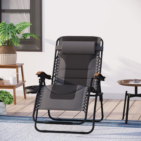 PHI VILLA Oversize Heavy Duty Outdoor Steel Rocking Chair