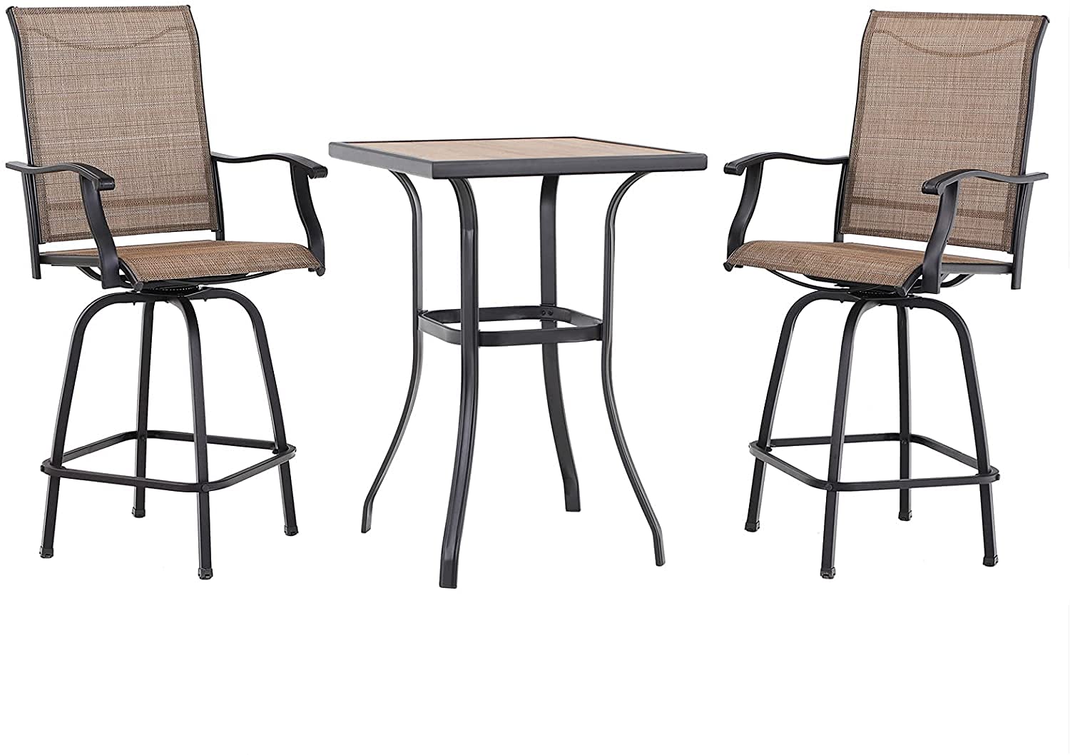PHI VILLA Swivel Outdoor Bar Stools Set of 2