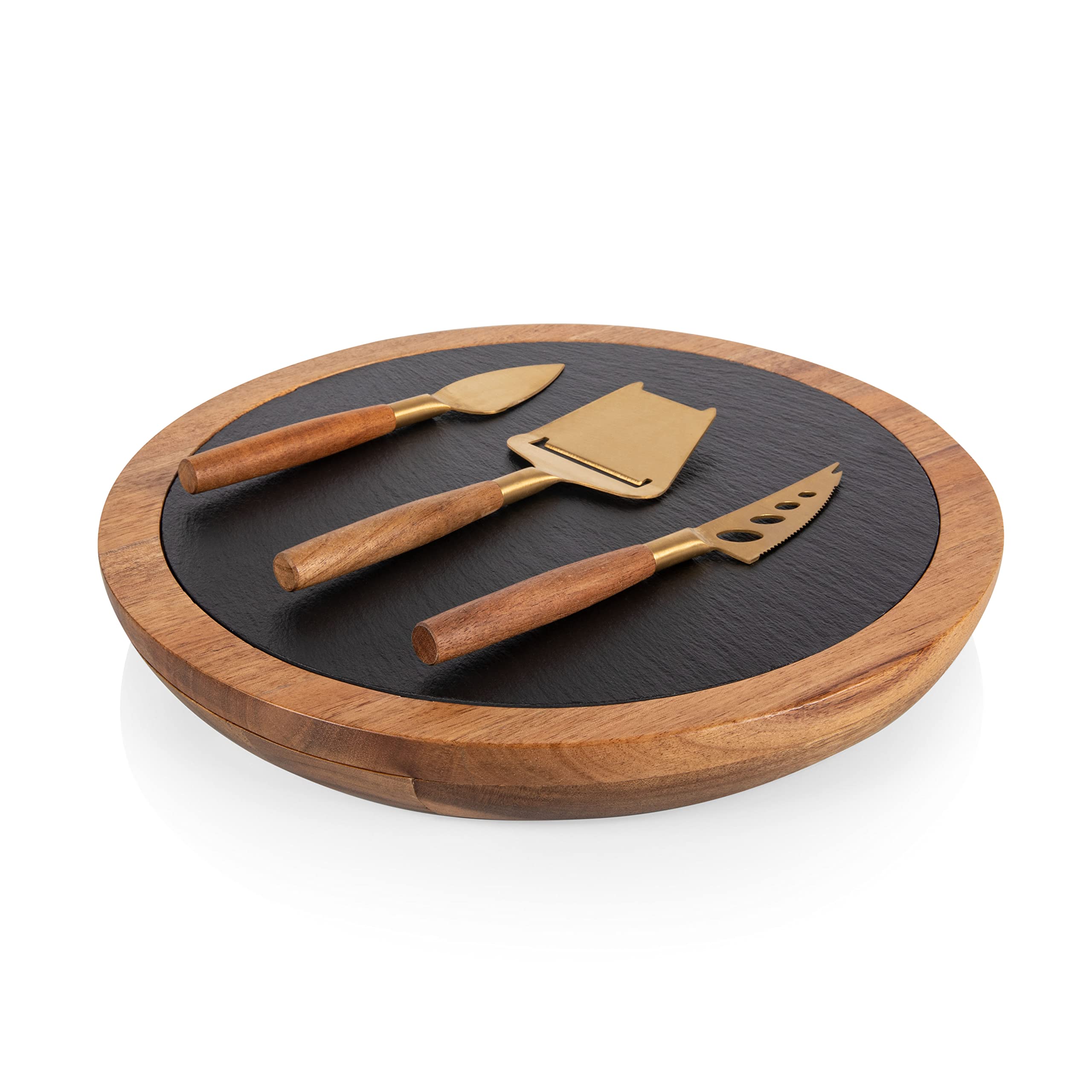 Picnic Time Chalet Acacia Wood Cheese Board with Tools