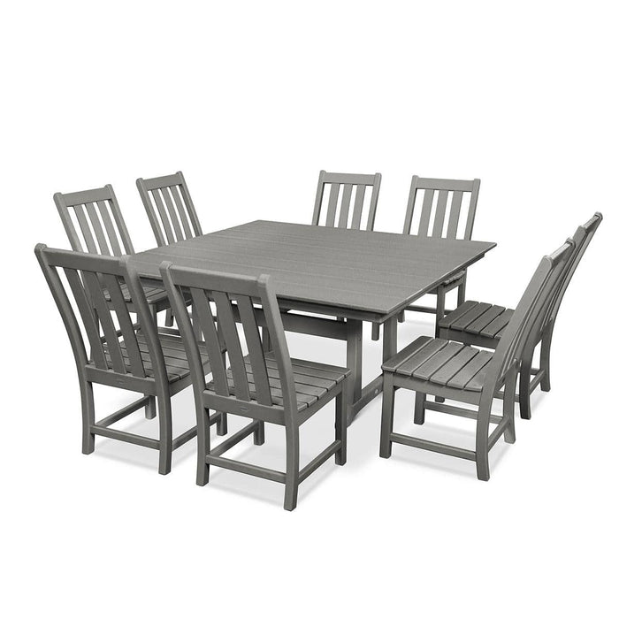 POLYWOOD Farmhouse Trestle 9-Piece Outdoor Dining Set