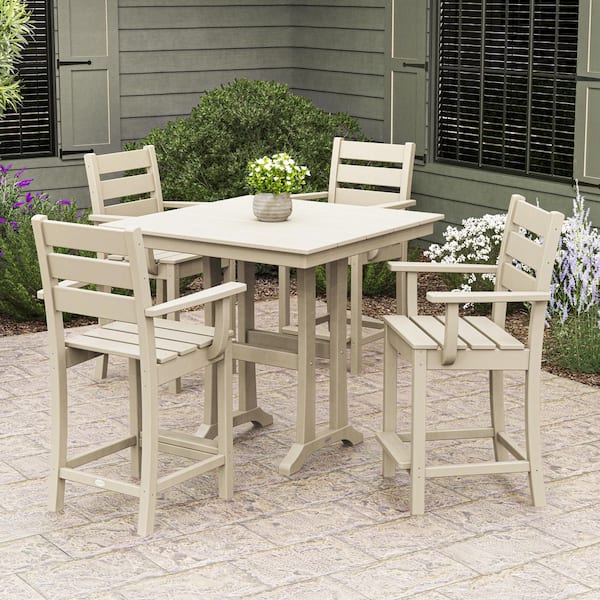 POLYWOOD Nautical 5-Piece Bar-Height Side Chair Dining Set