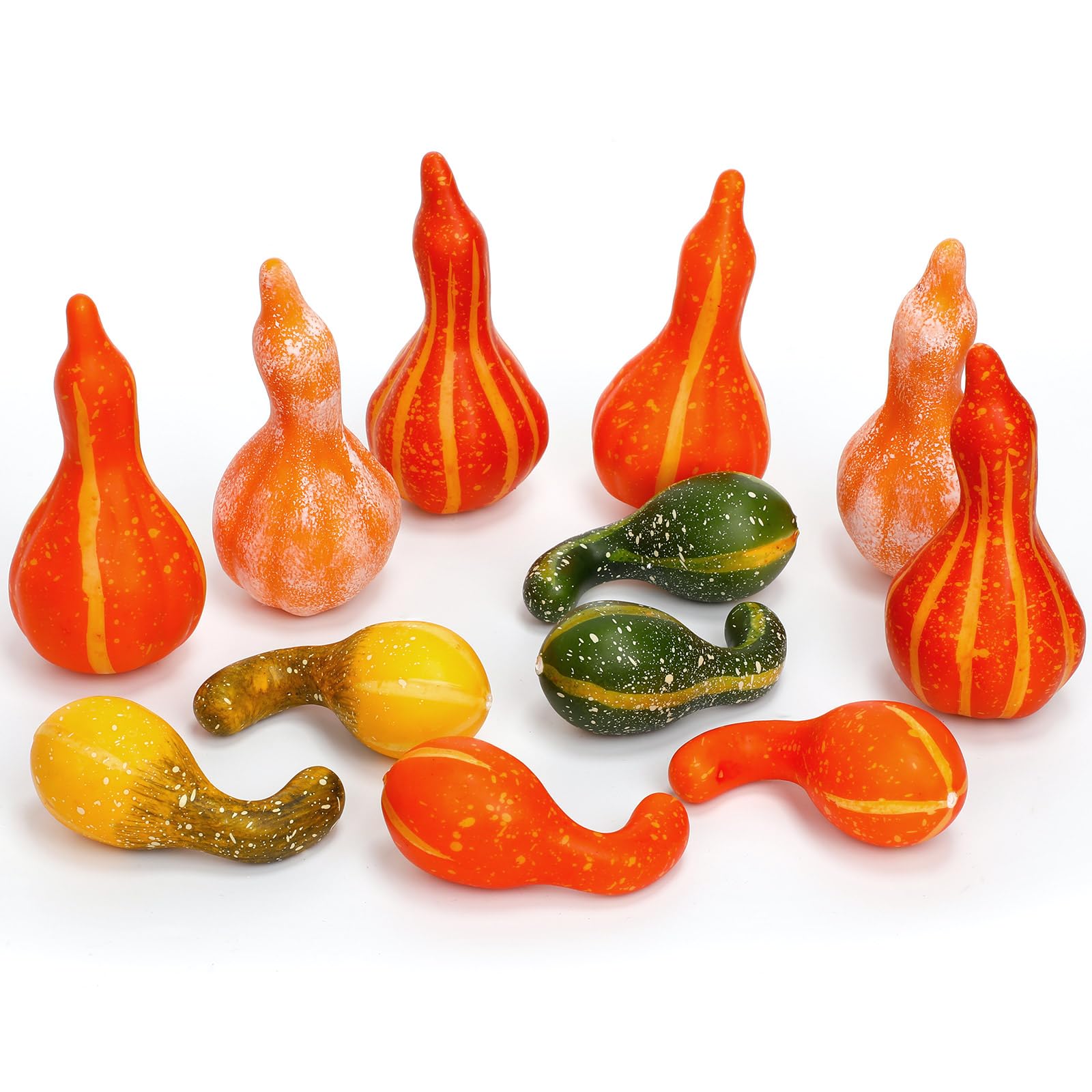 Prextex Set of 12 Artificial Assorted Pumpkins and Gourds