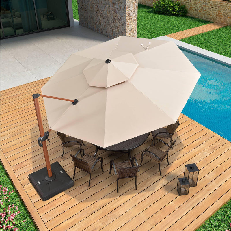 Purple Leaf 10 ft Double Top Cantilever Patio Umbrella with Base