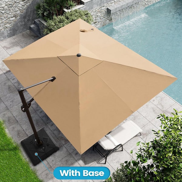 Purple Leaf 10 ft Double Top Outdoor Adjustable Cantilever Umbrella with Cross Base