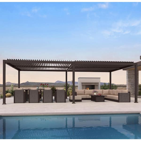 PURPLE LEAF 10 ft. x 13 ft. Aluminum Pergola with Retractable Canopy