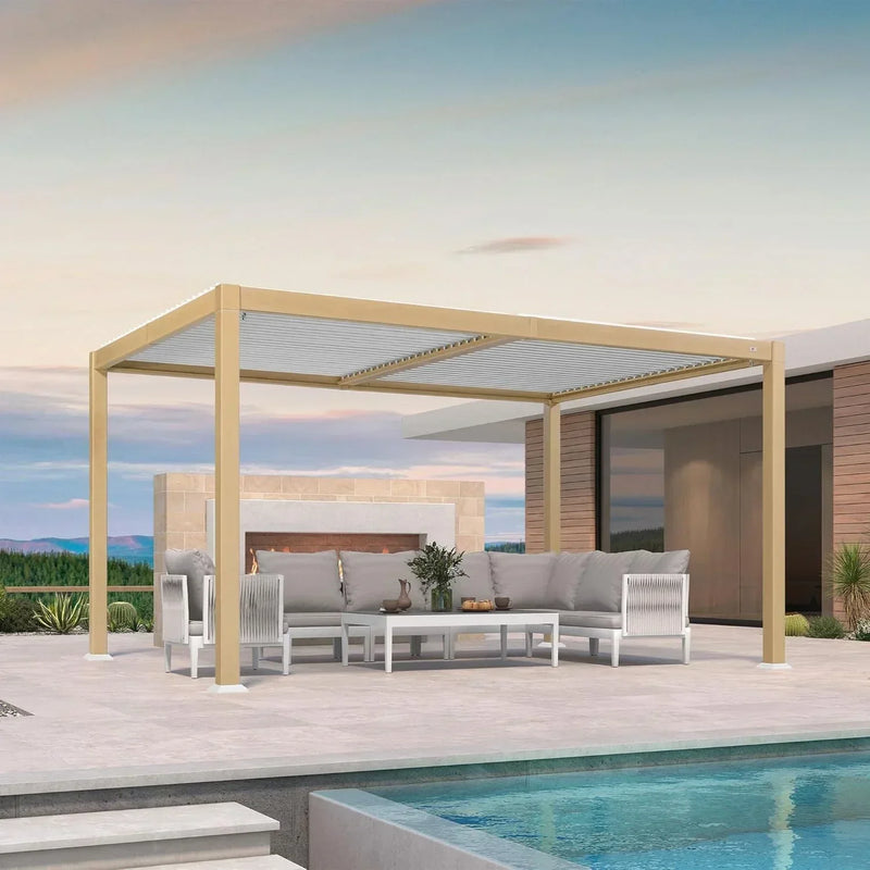 PURPLE LEAF 10 x 13 Ft Outdoor Aluminum Pergola with Adjustable Louvered Roof