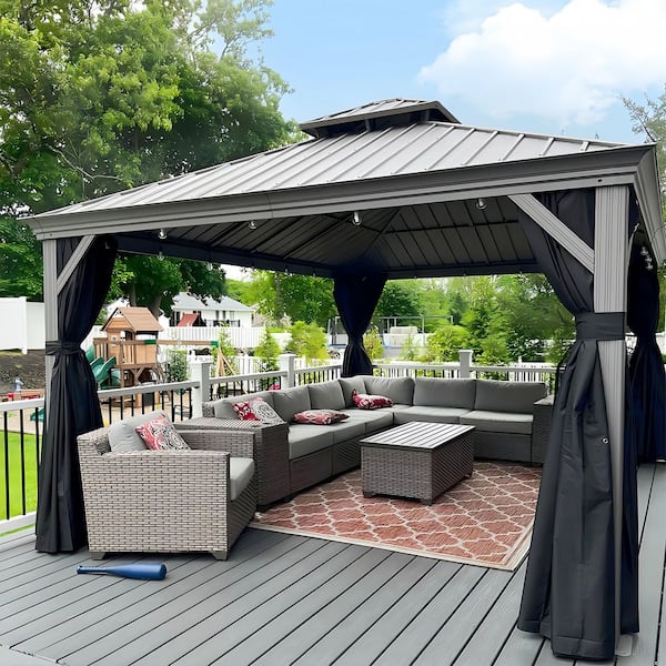 PURPLE LEAF 10x12 Aluminum Hardtop Gazebo with Polycarbonate Roof