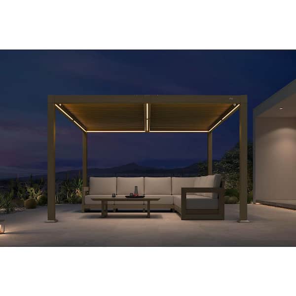 PURPLE LEAF 10x13 ft Outdoor Pergola with Adjustable Aluminum Louvered Roof
