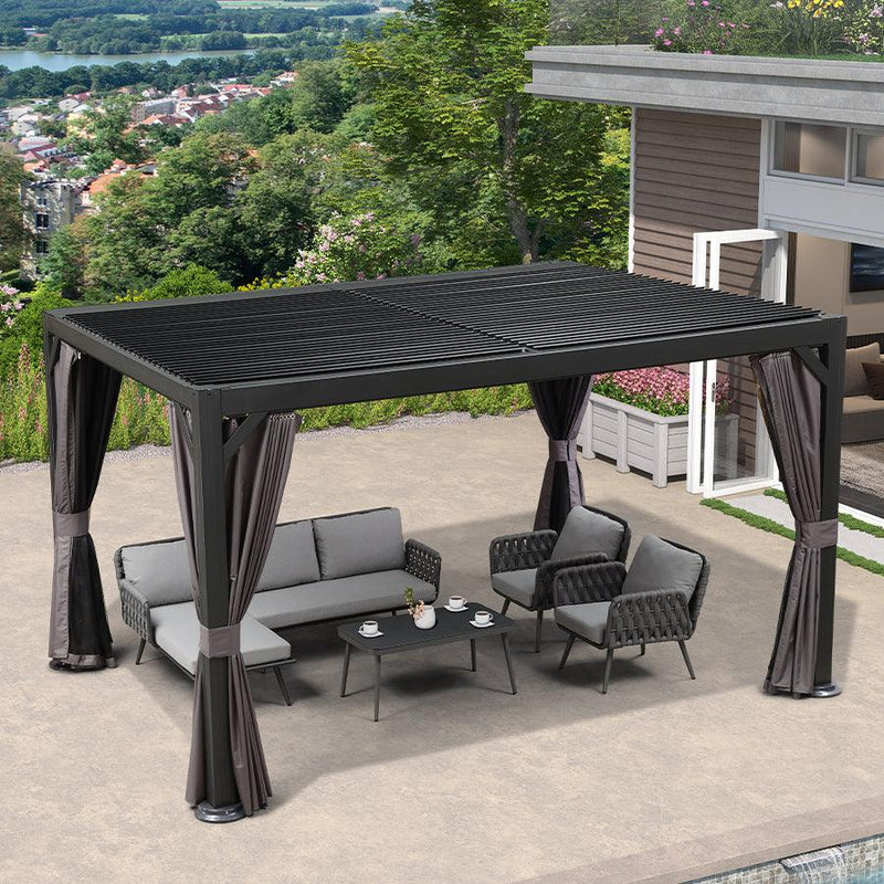 Purple Leaf 10x13 Outdoor Pergola with Adjustable Louvered Roof