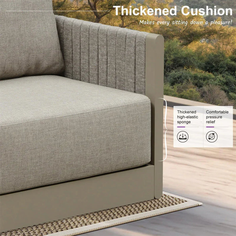 Purple Leaf 3-Seat Outdoor Patio Sofa with Olefin Cushions