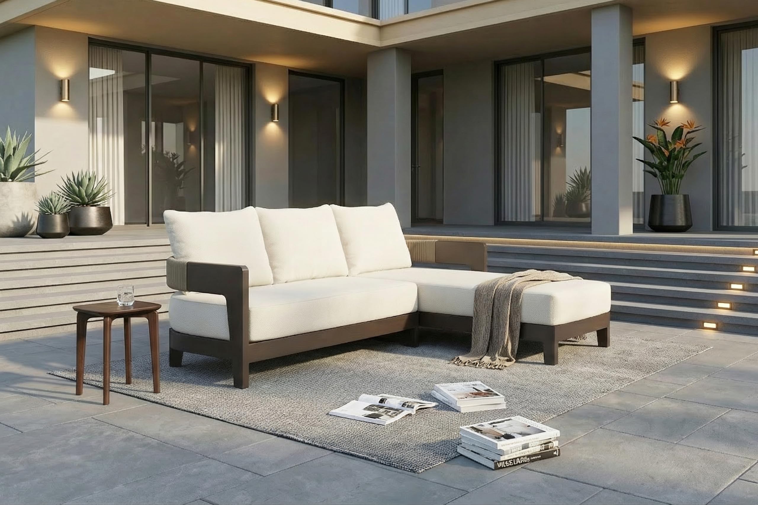 PURPLE LEAF 5-Piece Outdoor Wicker Sectional Sofa Set