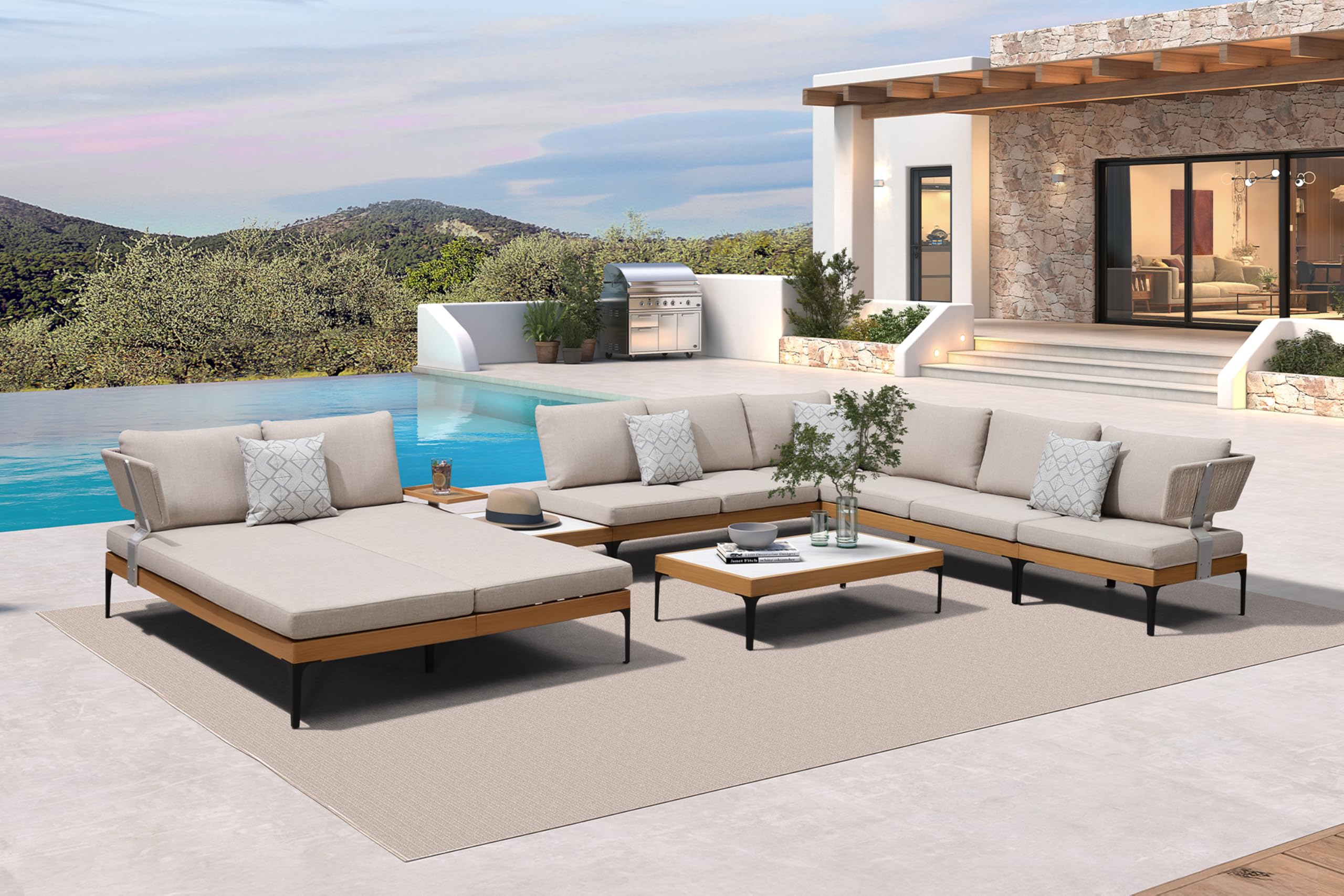 PURPLE LEAF 6-Piece Patio Outdoor Sectional Sofa Set
