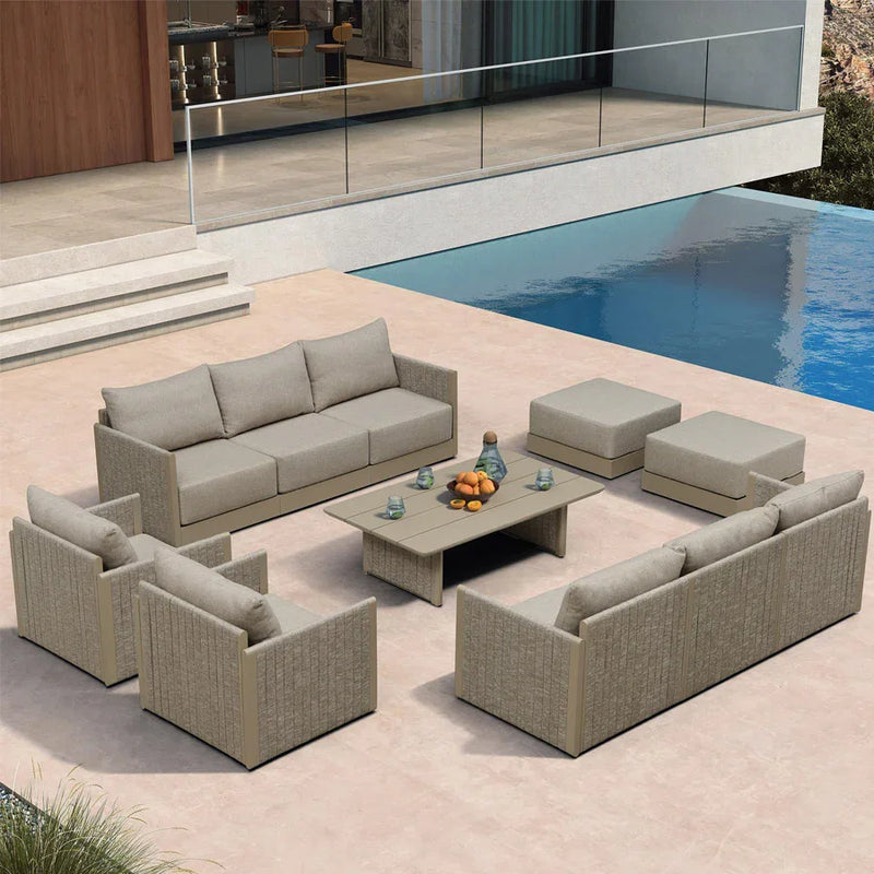 PURPLE LEAF 7-Piece Outdoor Patio Sectional Sofa Set with Ottoman