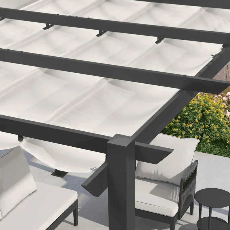 PURPLE LEAF Aluminum Pergola with Retractable Canopy