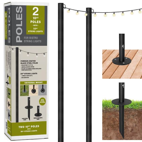 Quictent 10ft Outdoor String Light Poles, 4-Pack