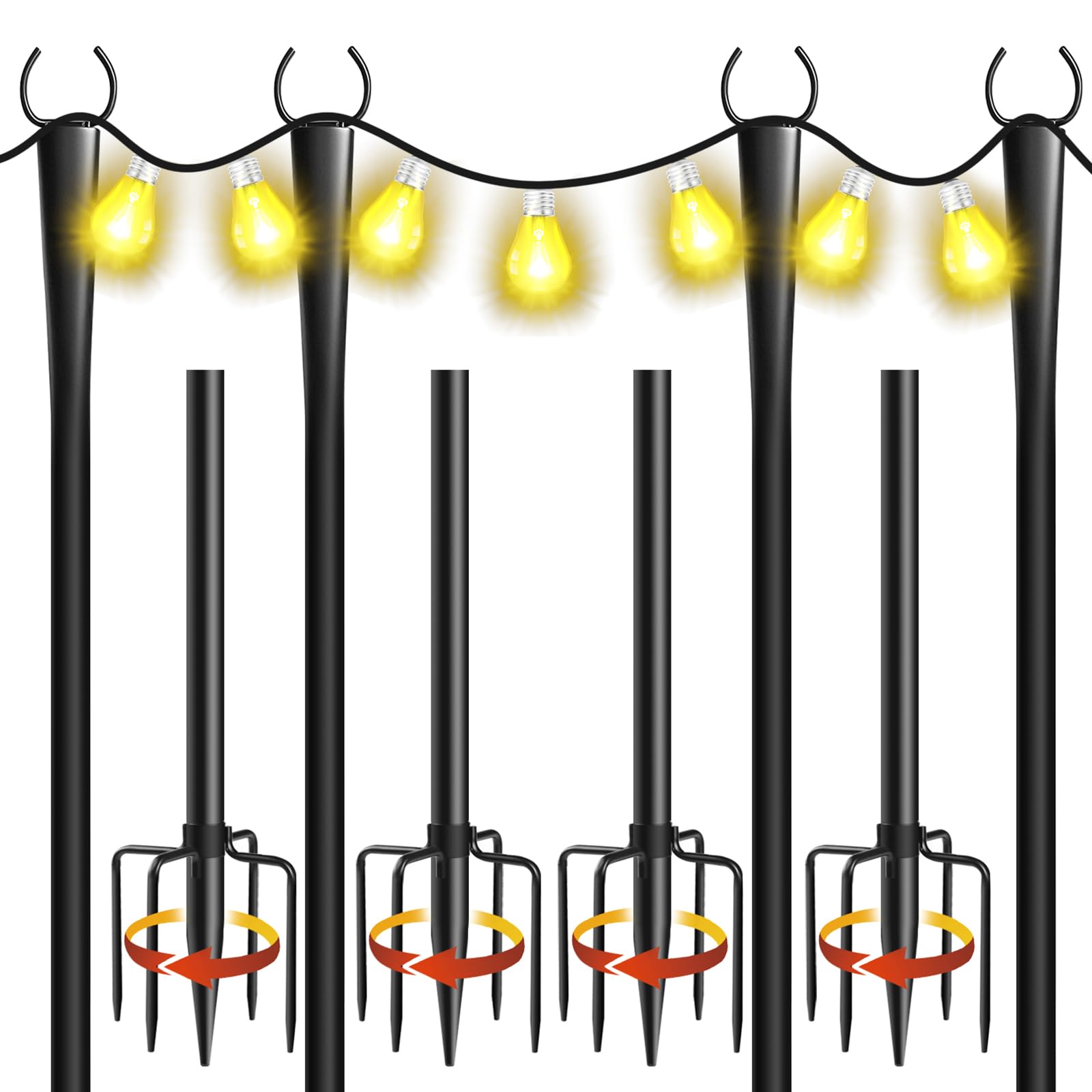 Quictent 10ft String Light Poles 4-Pack