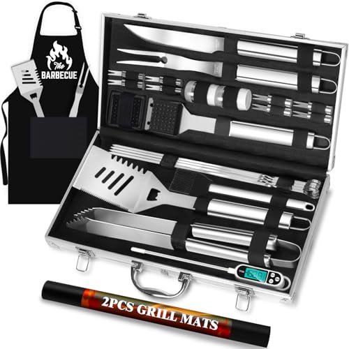 ROMANTICIST 21pc Heavy Duty BBQ Grill Tool Set with Apron