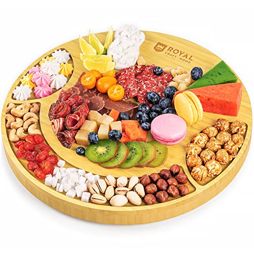 Royal Craft Wood Large Round Bamboo Serving and Cutting Board