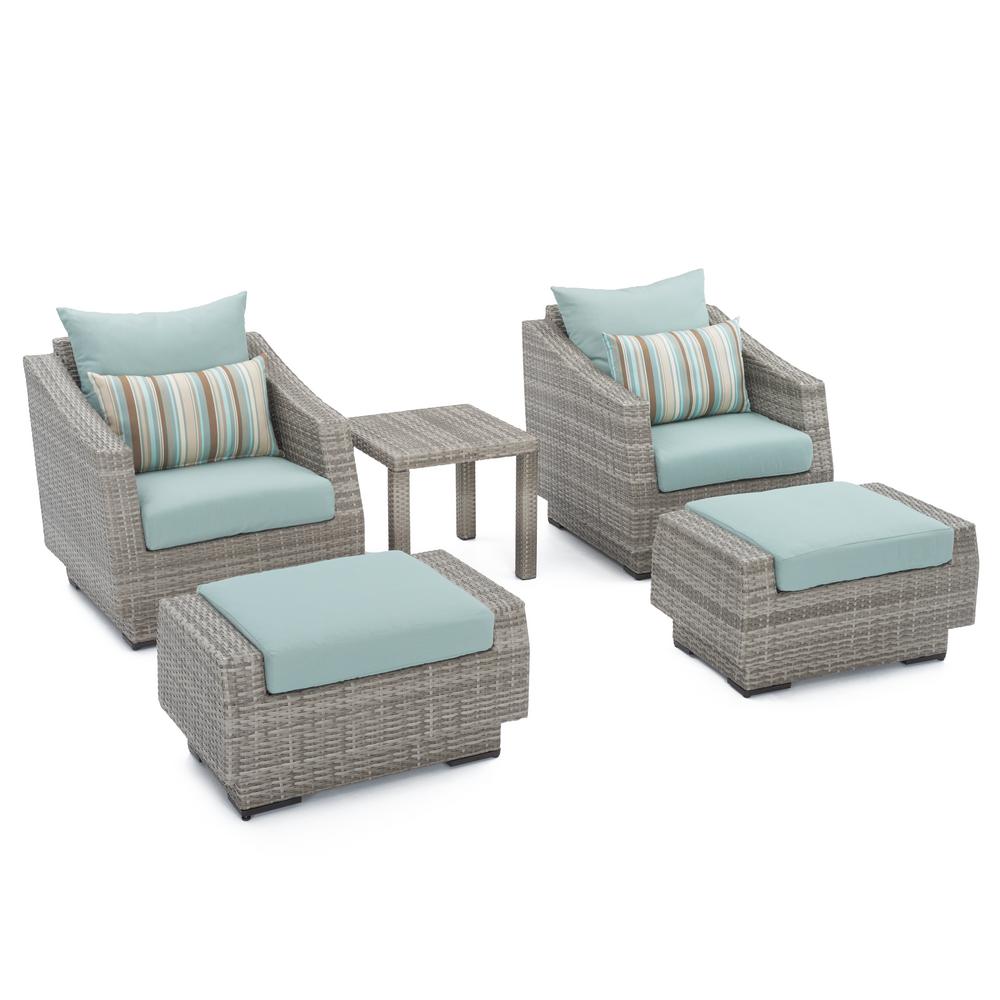 RST Brands Cannes 5-Piece Swivel Rocking Wicker Chat Set