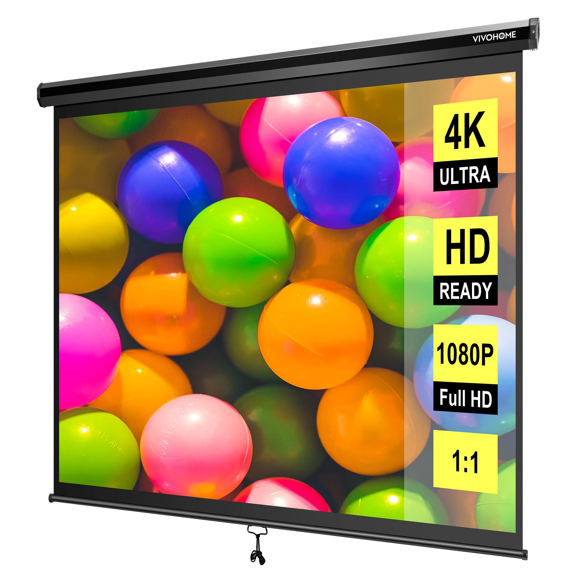 Silver Ticket Products 120-Inch 16:9 Manual Pull Down Projector Screen STR-169120