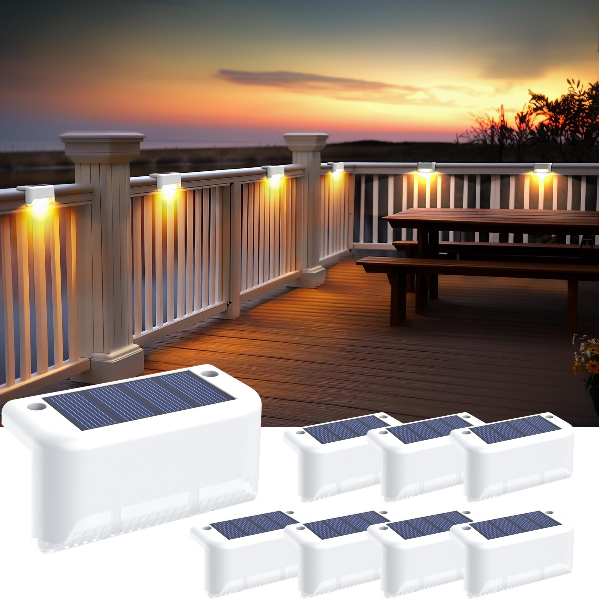 Solpex Solar Deck Rail Lights 8-Pack Outdoor