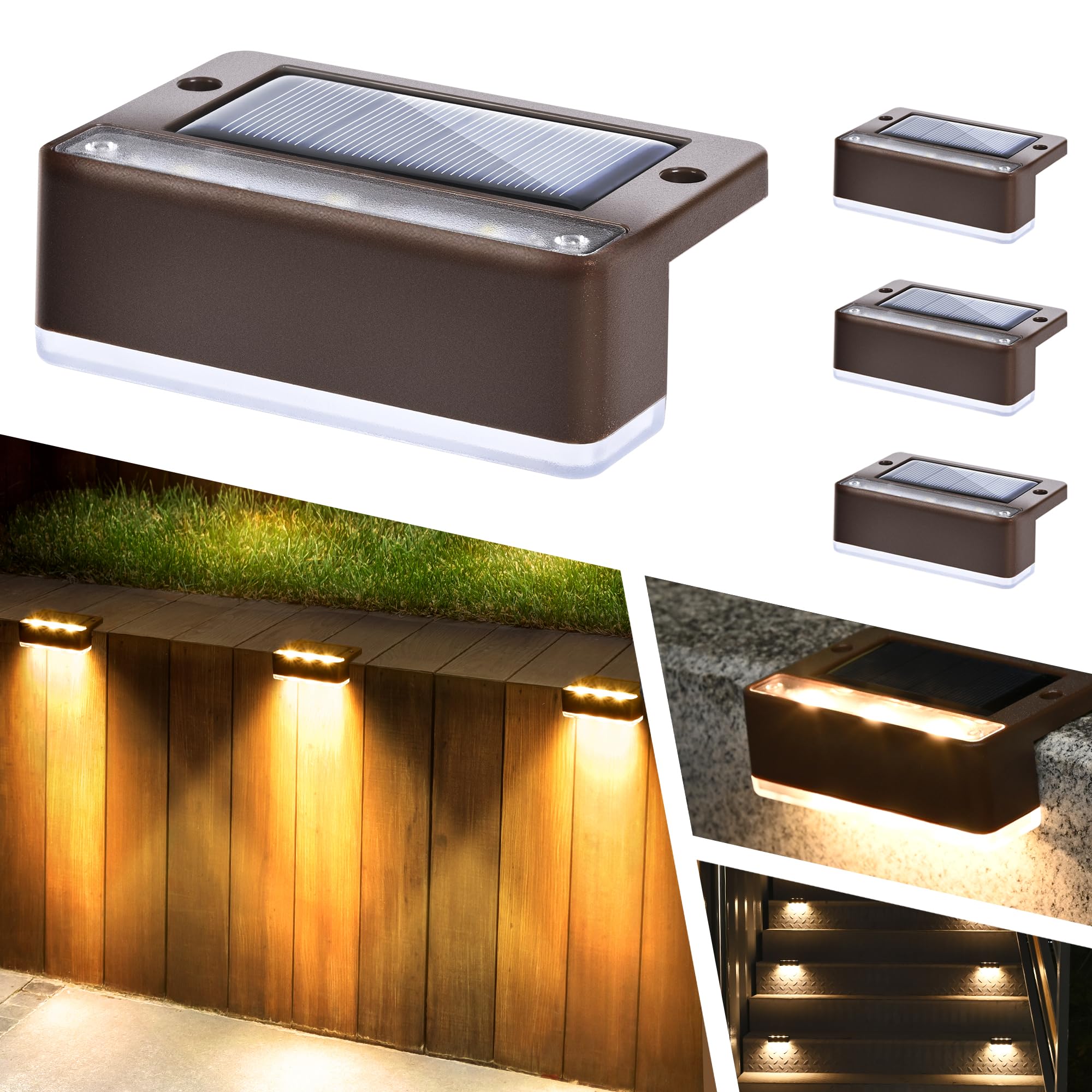 Solpex Solar Post Cap Lights for 4x4 Wood Posts, Set of 6