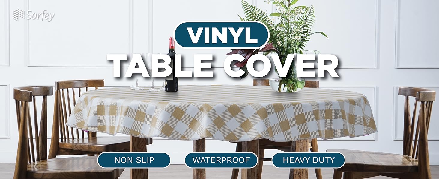 Sorfey Heavy-Weight Outdoor Fitted Tablecloth with Elastic Edge 60x96