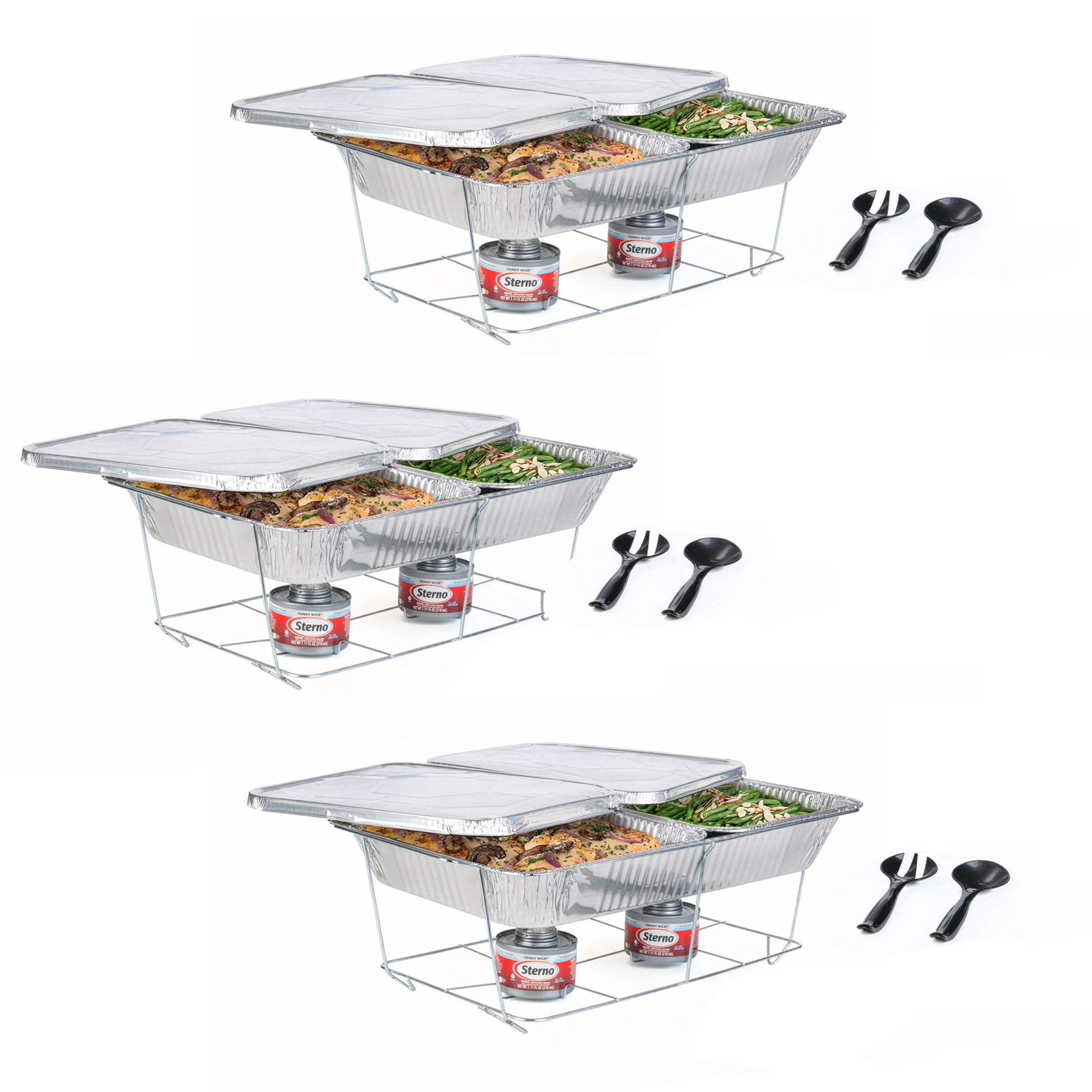 Sterno 70175 Party Time 6 Qt. Foldable Chafing Dish Set 2-Pack