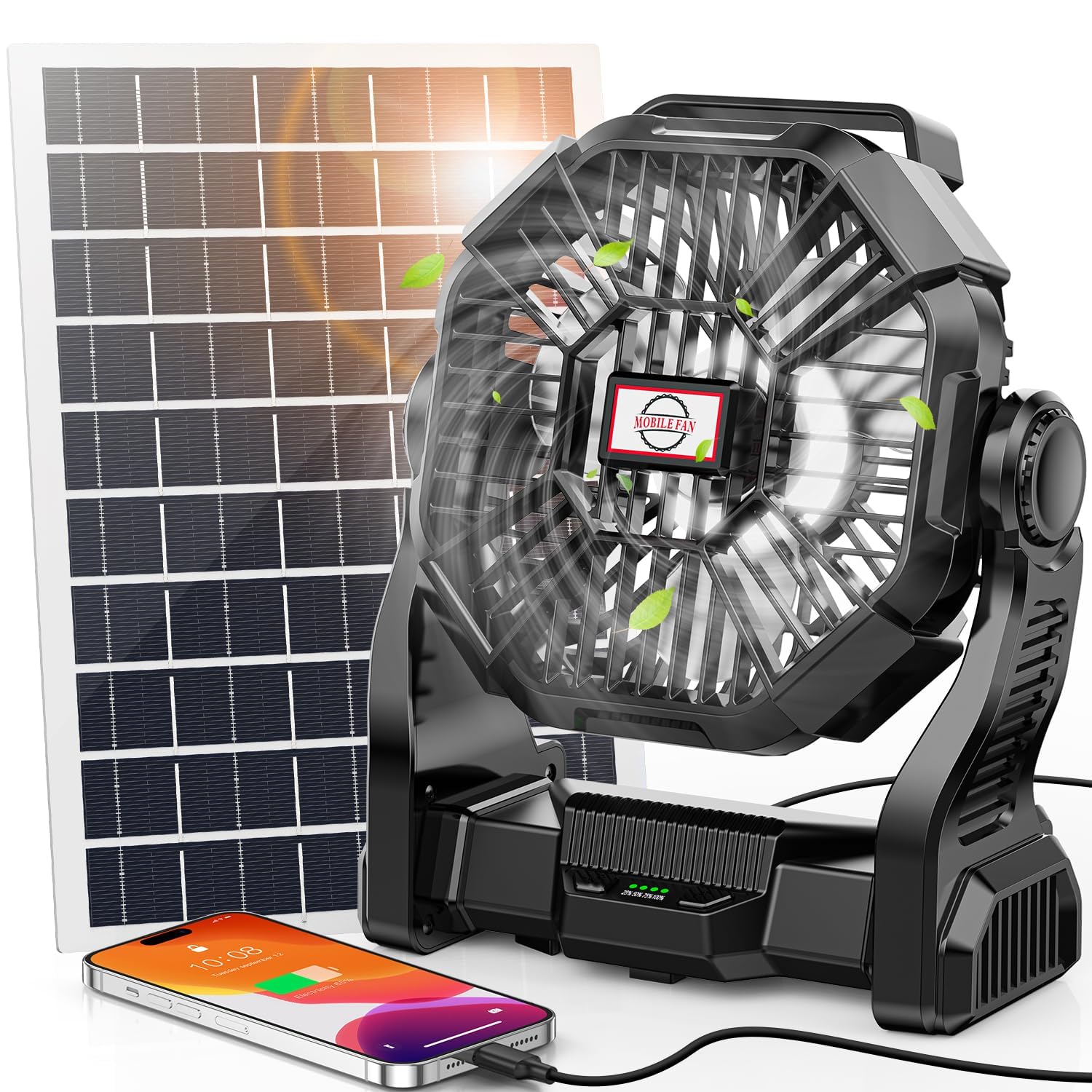 Suaoki Solar Fan with Battery Backup 10W Panel