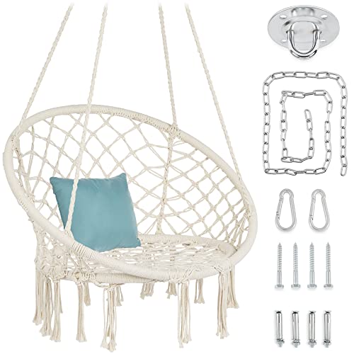 SUNCREAT Cotton Rope Hammock Chair Macrame Swing