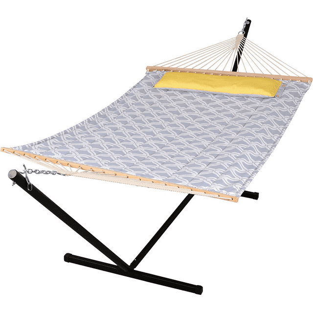 SUNCREAT Extra Large Double Hammock with Space Saving Steel Stand