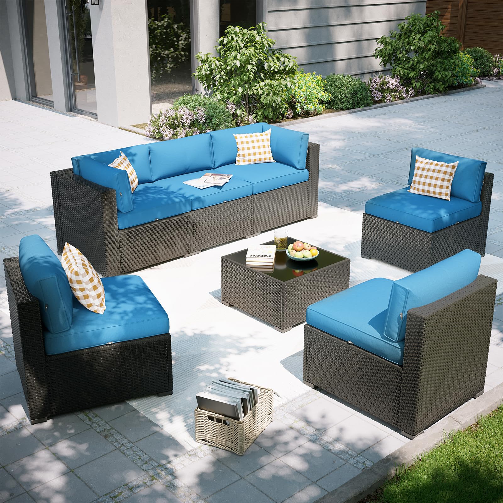Suncrown 4-Piece Outdoor Wicker Patio Conversation Set with Cover