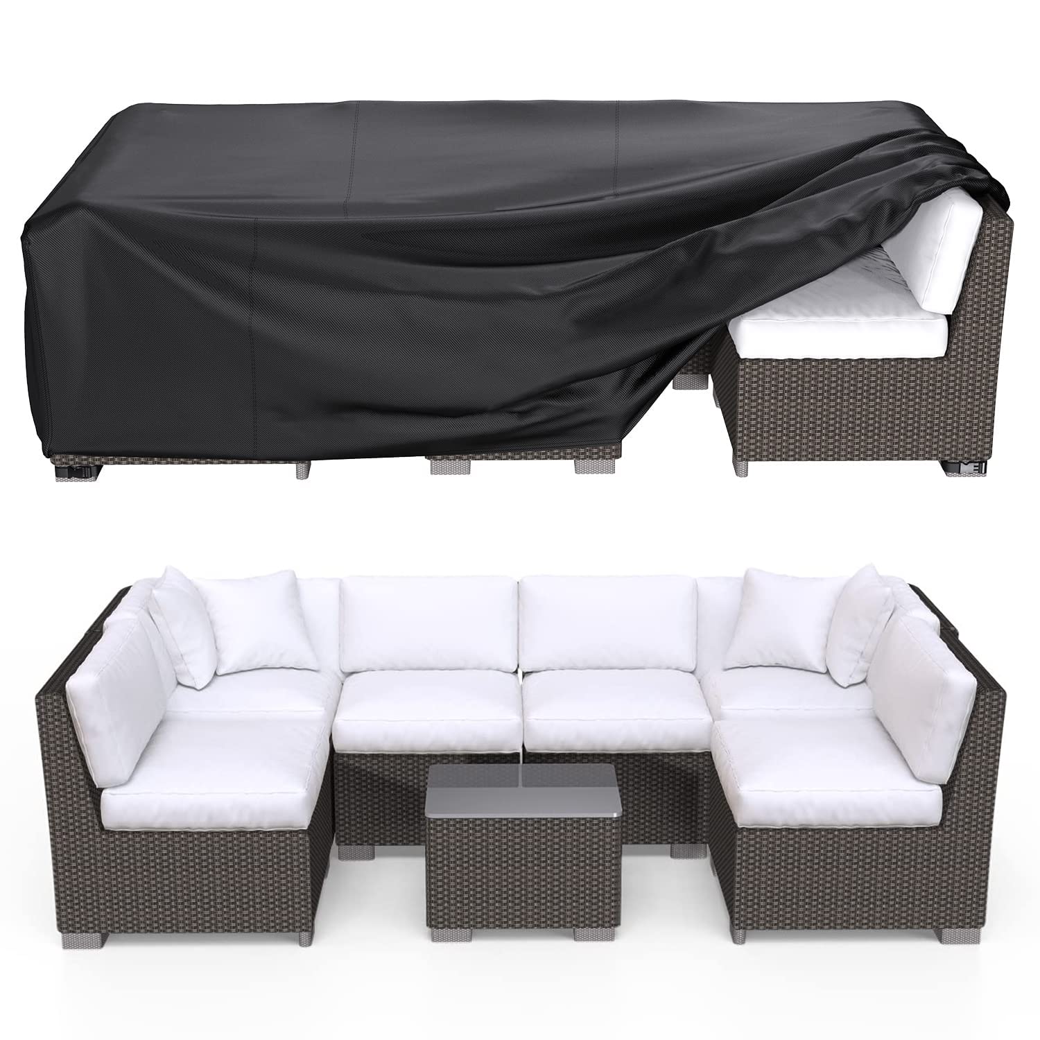 Suncrown 6-Piece Outdoor Furniture Sectional Set with Washable Cushion Covers