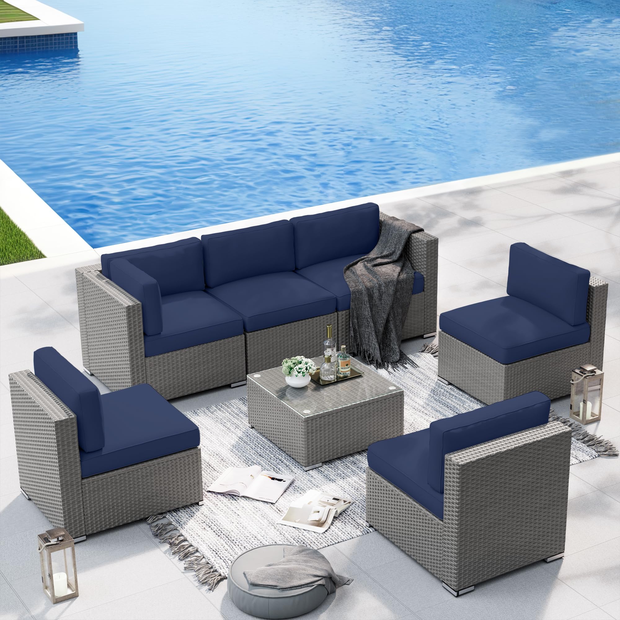 Suncrown 7-Piece Outdoor Sectional Sofa Set
