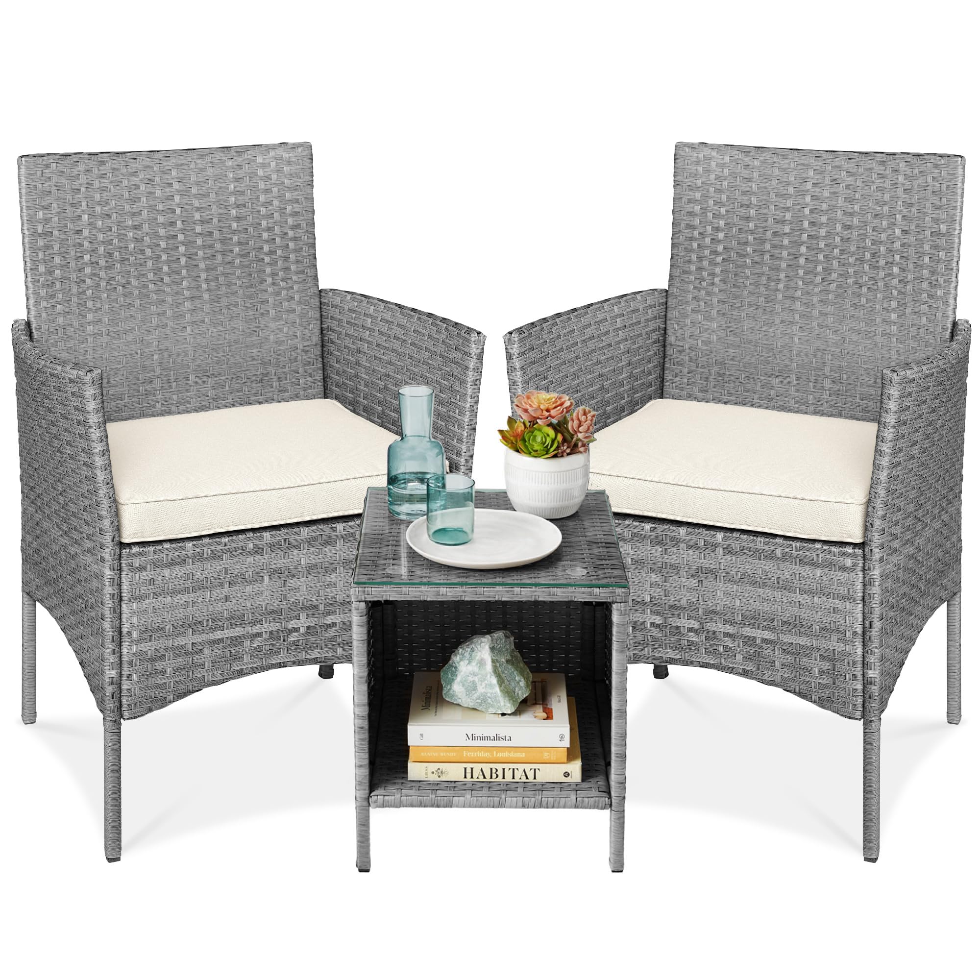 Suncrown Outdoor 2-Piece All-Weather Wicker Sofa Set