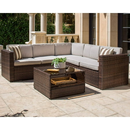 Suncrown Outdoor 5-Piece Sectional Sofa Set with Cushions