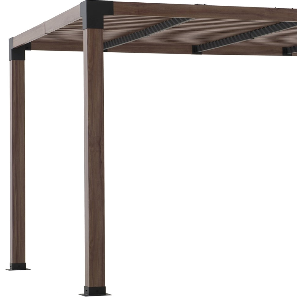Sunjoy 10 x 12 Cedar Wood Outdoor Pergola Kit with Steel Base Plates