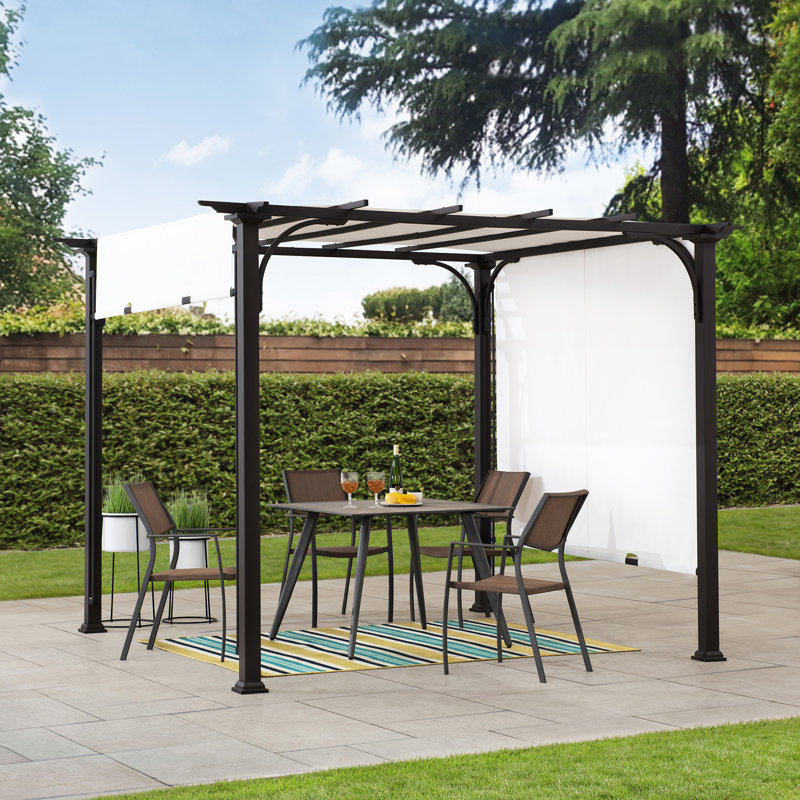 Sunjoy 10x12 ft. Attached Steel Pergola with Adjustable Shade