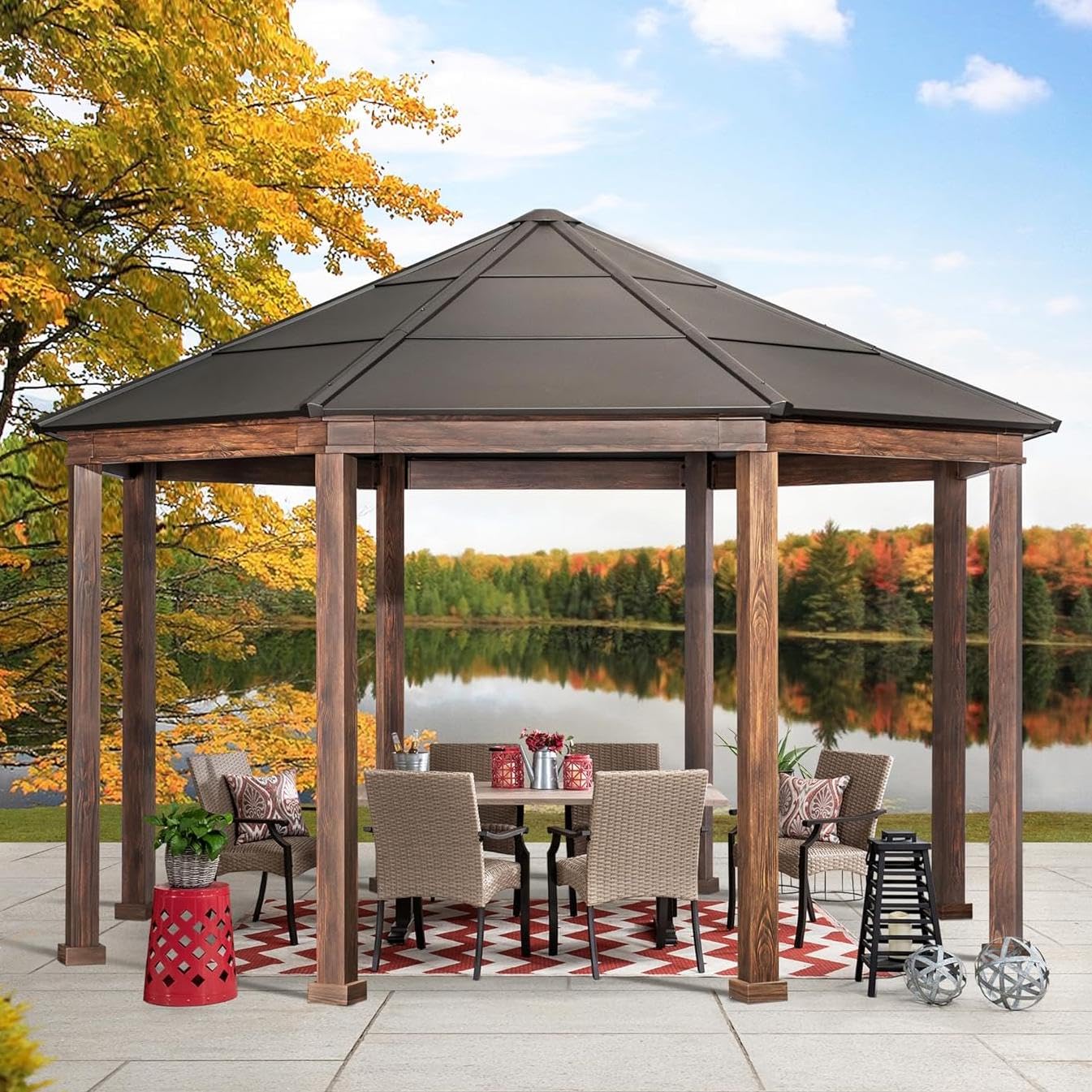 Sunjoy 12x10 Outdoor Hardtop Pergola with Aluminum Roof