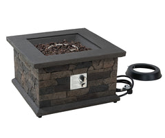 Sunjoy 42 in. Square Propane Gas Fire Pit Chat Table Set with Side Tables